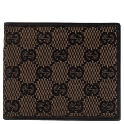 Pre-owned Gucci Black/brown Gg Canvas Bi-fold Wallet