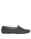 TOD'S TOD'S WOMAN LOAFERS STEEL GREY SIZE 5.5 CALFSKIN