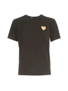 Comme Des Garçons Play Black And Gold Heart Patch T-shirt In Black