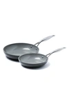 Greenpan Valencia Pro 8" & 10" Ceramic Non-stick Frypan Set In Black