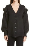 ADEAM RUFFLE MIXED MEDIA CARDIGAN,9064-KNC