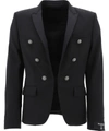 Balmain Double-breasted Wool-twill Blazer In Black