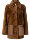 SANDRO BUTTONED-UP SHEARLING COAT