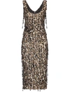 Dolce & Gabbana Sheath Dress With Leopard-look Sequin Embellishment In Black