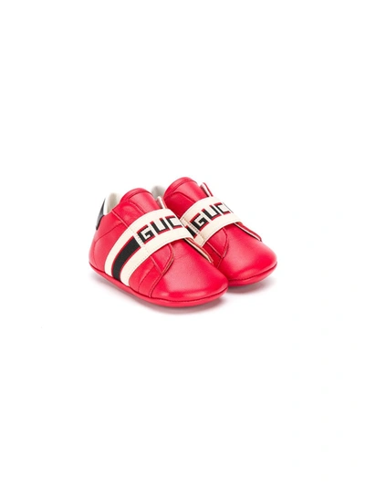 Gucci Babies' Logo Elasticated Pre-walking Shoes In Red