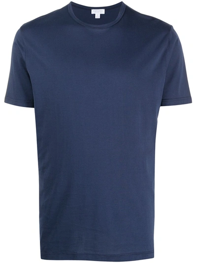 Sunspel Crew Neck Cotton T-shirt In Blue