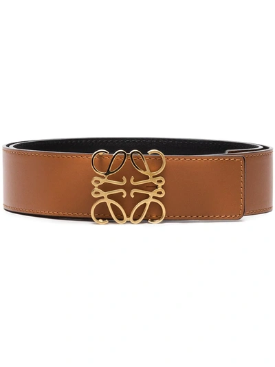 Loewe Anagram Buckle Calf Leather Belt In Brown