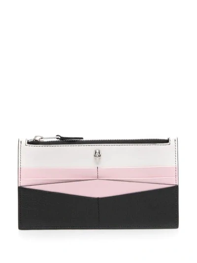 Alexander Mcqueen Colour Block Zip Wallet In Black