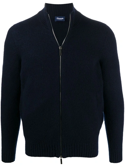 Drumohr Wool Cardigan Jumper In Blue