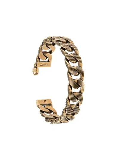 Alexander Mcqueen Men's Textured Chain Cuff Bracelet In Gold