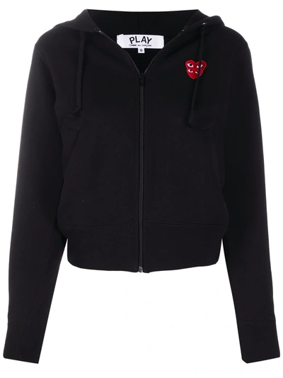 Comme Des Garçons Play Logo-motif Zip-up Hoodie In Black