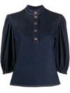 SEE BY CHLOÉ BALLOON-SLEEVED DENIM BLOUSE