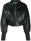 VERSACE JEANS COUTURE BALLOON-SLEEVED LEATHER JACKET