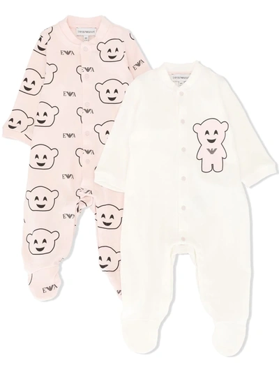 Emporio Armani Babies' Bear-print Two-set Pyjamas In 粉色