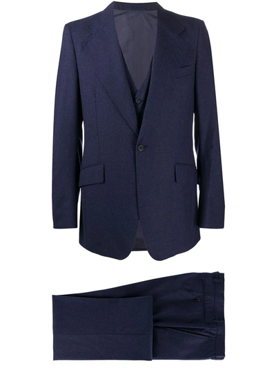 Pre-owned Givenchy 1970s Notched Lapels Three-piece Suit In Blue