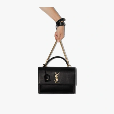 Saint Laurent Black Sunset Medium Leather Shoulder Bag