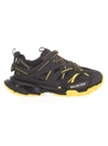 Balenciaga Black And Yellow Track Sneakers In Black