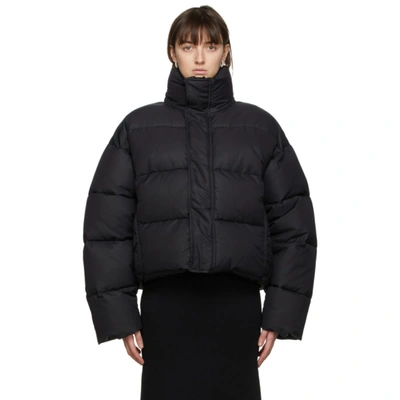 Balenciaga Cropped Quilted Padded Shell-jacquard Jacket In Black