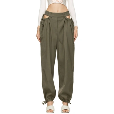 Dion Lee Gathered Tie Hollow Out Pants In Green