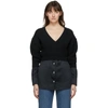 ALEXANDER WANG T BLACK CABLE KNIT BI-LAYER SWEATER