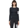 Thom Browne Black Flyweight Compression Tech 4-bar Long Sleeve T-shirt In 015 Charcoa