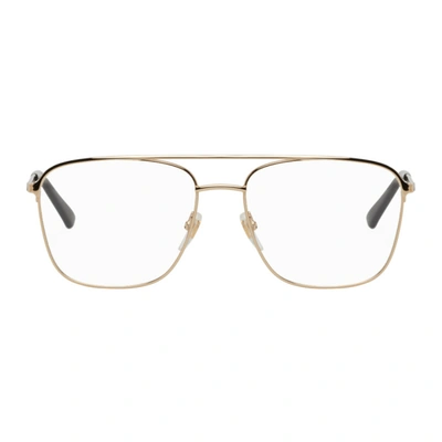 Gucci Web-stripe Aviator Metal Glasses In Gold