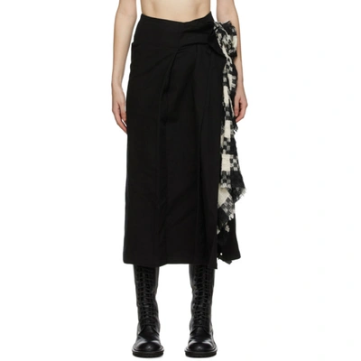Yohji Yamamoto Black Left Pleats Skirt