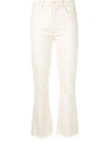 Mother The Hustler High Waist Fray Hem Ankle Bootcut Jeans In White