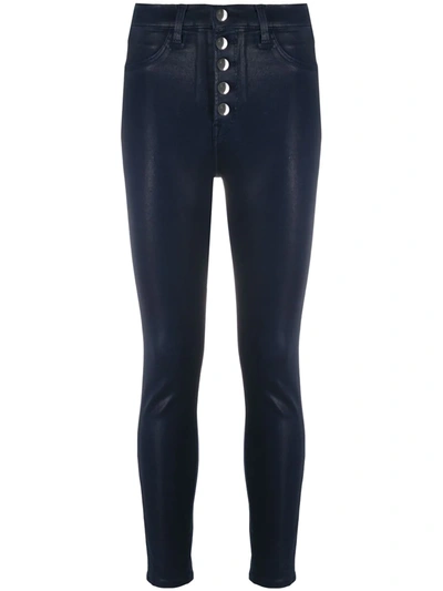 J Brand Faux Leather Skinny Trousers In Blue