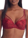 Simone Perele Bloom Sheer Plunge Underwire Bra In Wine