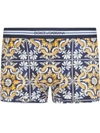 DOLCE & GABBANA MAIOLICA-PRINT COTTON BOXERS