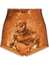 Dolce & Gabbana Orange Sequin Shorts In Orange