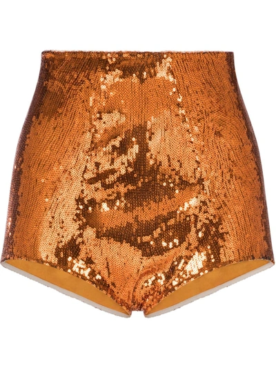 Dolce & Gabbana Orange Sequin Shorts