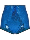 Dolce & Gabbana Blue Sequin Shorts In Blue
