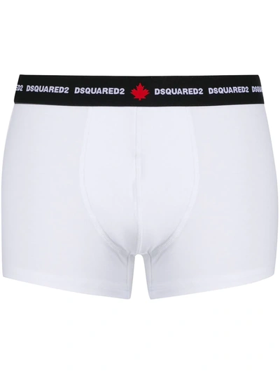 Dsquared2 Cotton Boxer With Logo In White