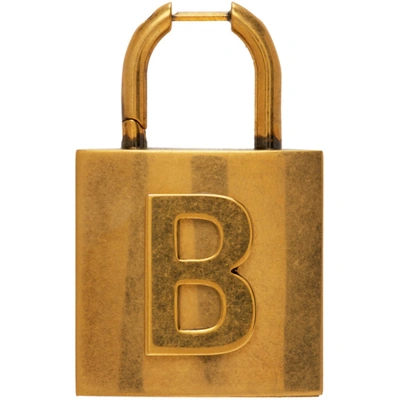 Balenciaga Gold Medium Lock Single Earring In 0604 Antgld