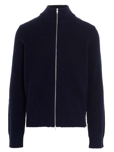 Maison Margiela Two-tone Zip Cardigan In Blue And Red In Multicolour