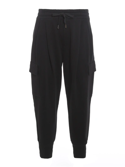 Dolce & Gabbana Logo-patch Cotton Jogging Pants In Black