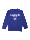 BALMAIN BRANDED SWEATSHIRT IN BLUE