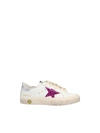 GOLDEN GOOSE MAY SNEAKERS IN WHITE WITH FUCHSIA STAR