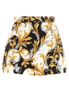 VERSACE BAROCCO PRINT SHORTS IN YELLOW AND BLACK
