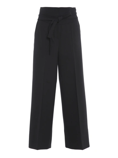 Max Mara Albino Trousers Sash Belt In Nero