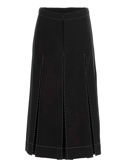 Maison Margiela High Waist Box Pleat Culottes In Black