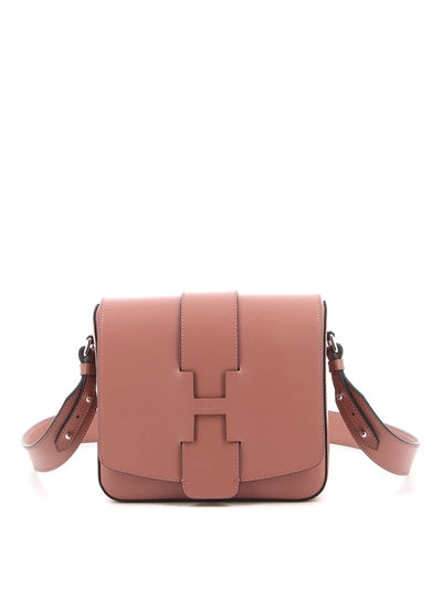 Hogan Raw-cut H Leather Small Bag In Pink