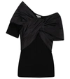 Alexander Mcqueen Bow-embellished Taffeta And Cotton-jersey Top In Black