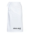 MIU MIU LOGO COTTON JERSEY MIDI SKIRT,P00528333