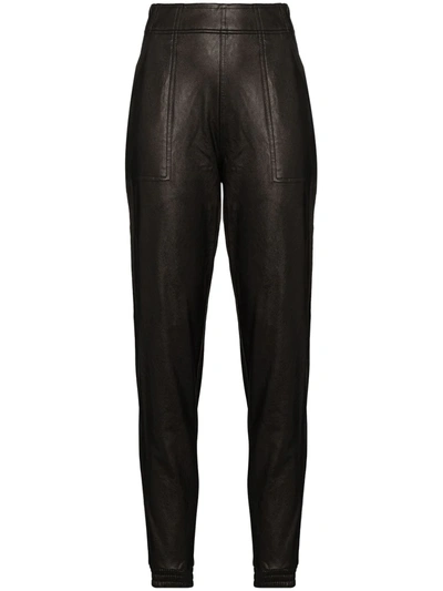 Spanx Faux Leather Track Trousers In Black