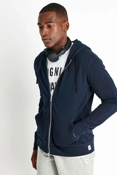 Reigning Champ Full Zip Hoodie Lightweight Terry - Navy In Blue
