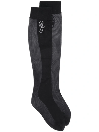 Dolce & Gabbana Mesh Detail Long Socks In Black