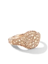 David Yurman 18kt Rose Gold Chevron Pavé Cognac Diamond Pinky Ring In D8racd